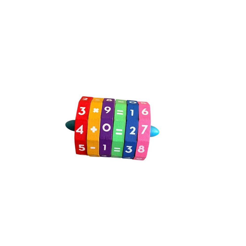 Arithmetic Mathmatical Calculator Wooden Cylinder Learning Toy